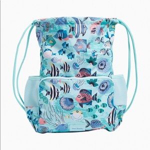 Vera Bradley ReActive Drawstring Bag in Paisley Wave Fish